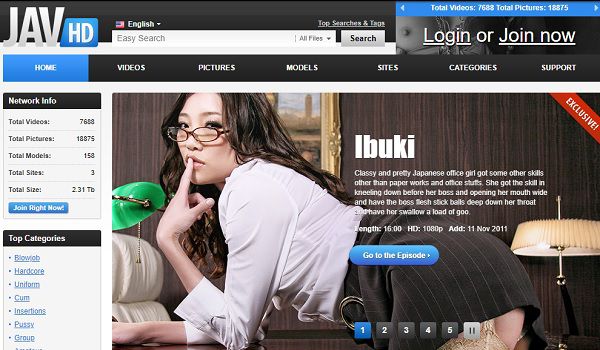 javhdの2012年運営開始当初のサイトレイアウト